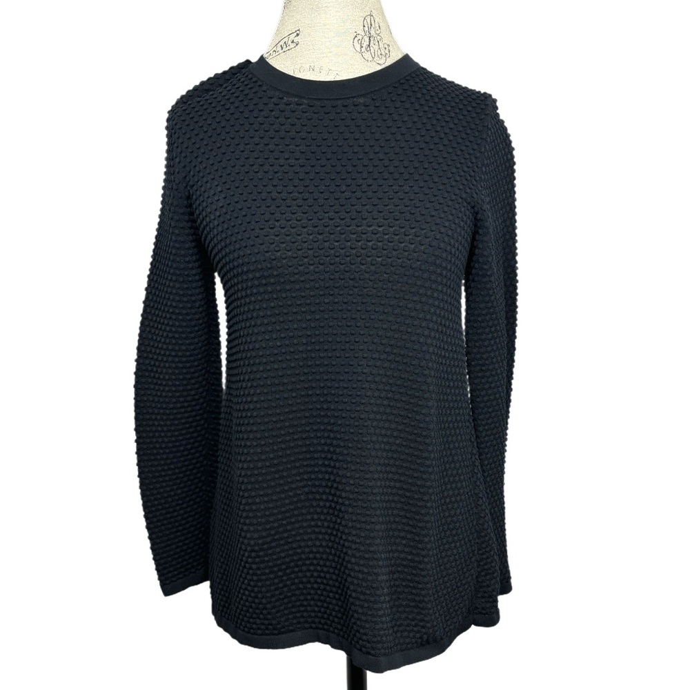 COS Black Cotton Textured Crew Neck Sweater XS
